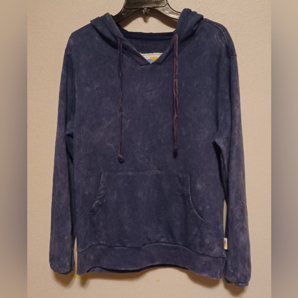 C&C California Pullover Hoodie Womens Size Small Acid Wash Blue Cotton Blend